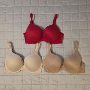 Victoria's Secret Elegant Women's Bra Set - Red, Cream, Tan
